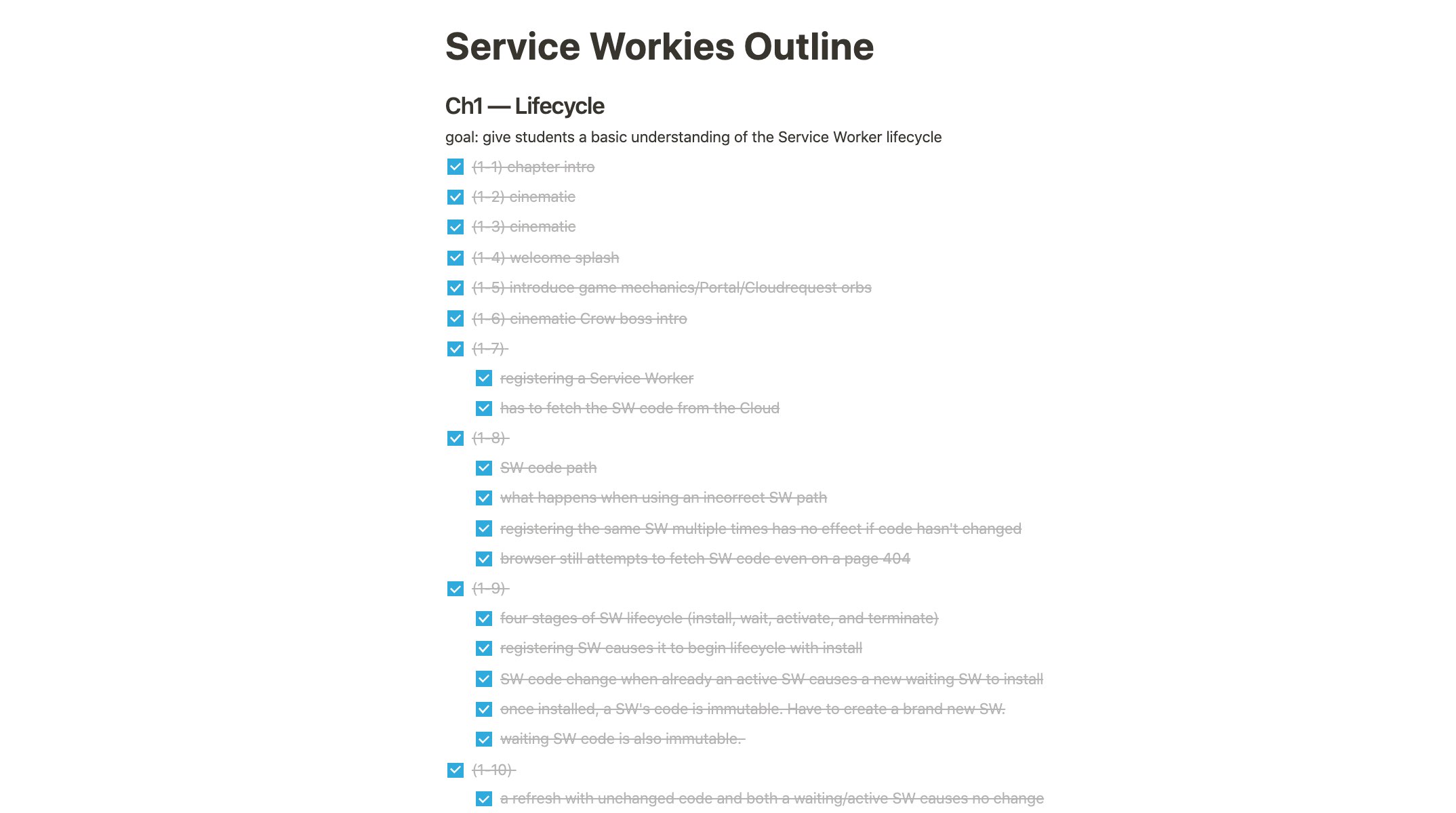 Service Workies Outline